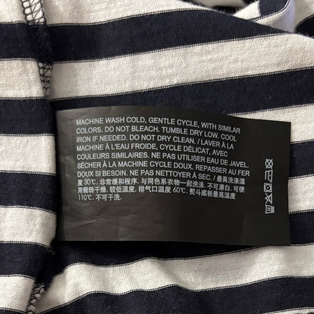 Theory PIMA COTTON Perfect Tee Clinton Stripe T-Shirt LARGE black white soft - Picture 9 of 9